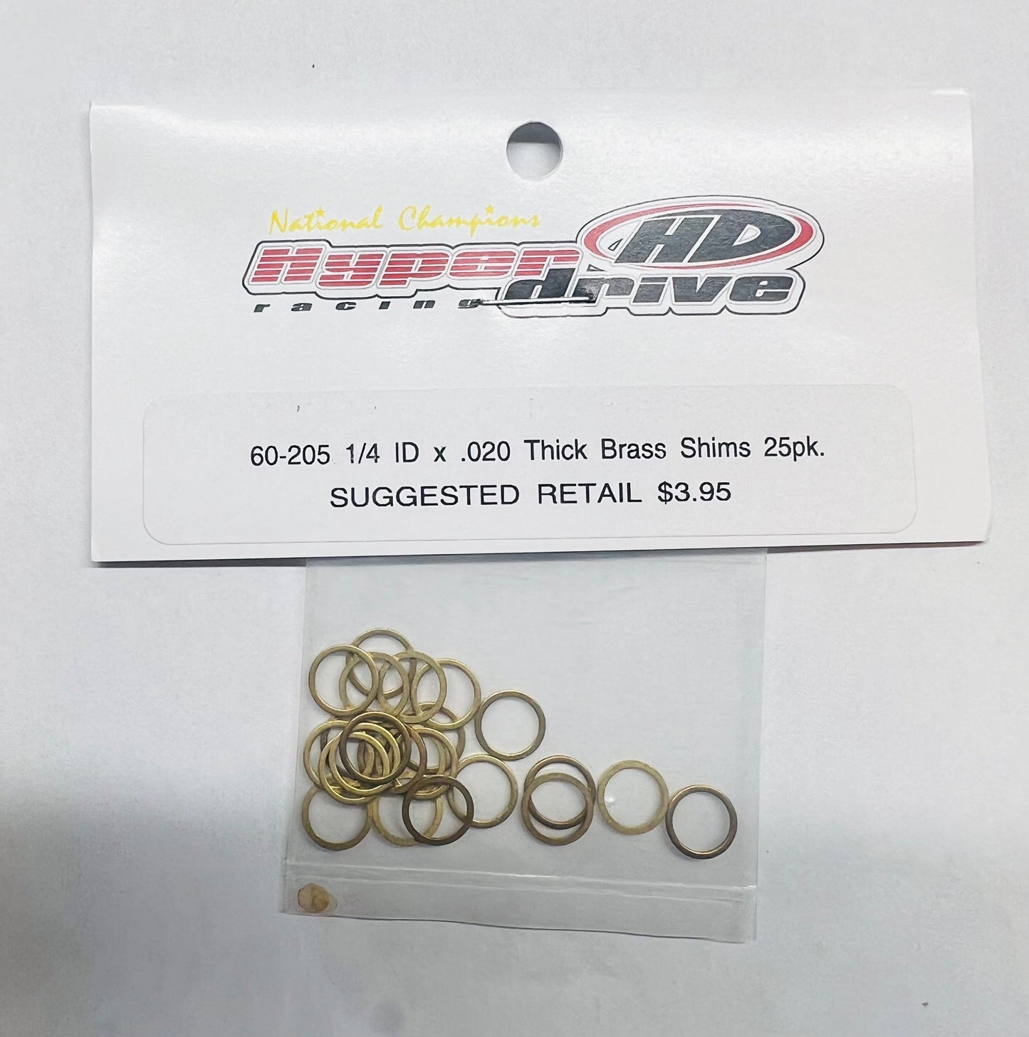 1/4 x .020 Brass Shims (25)